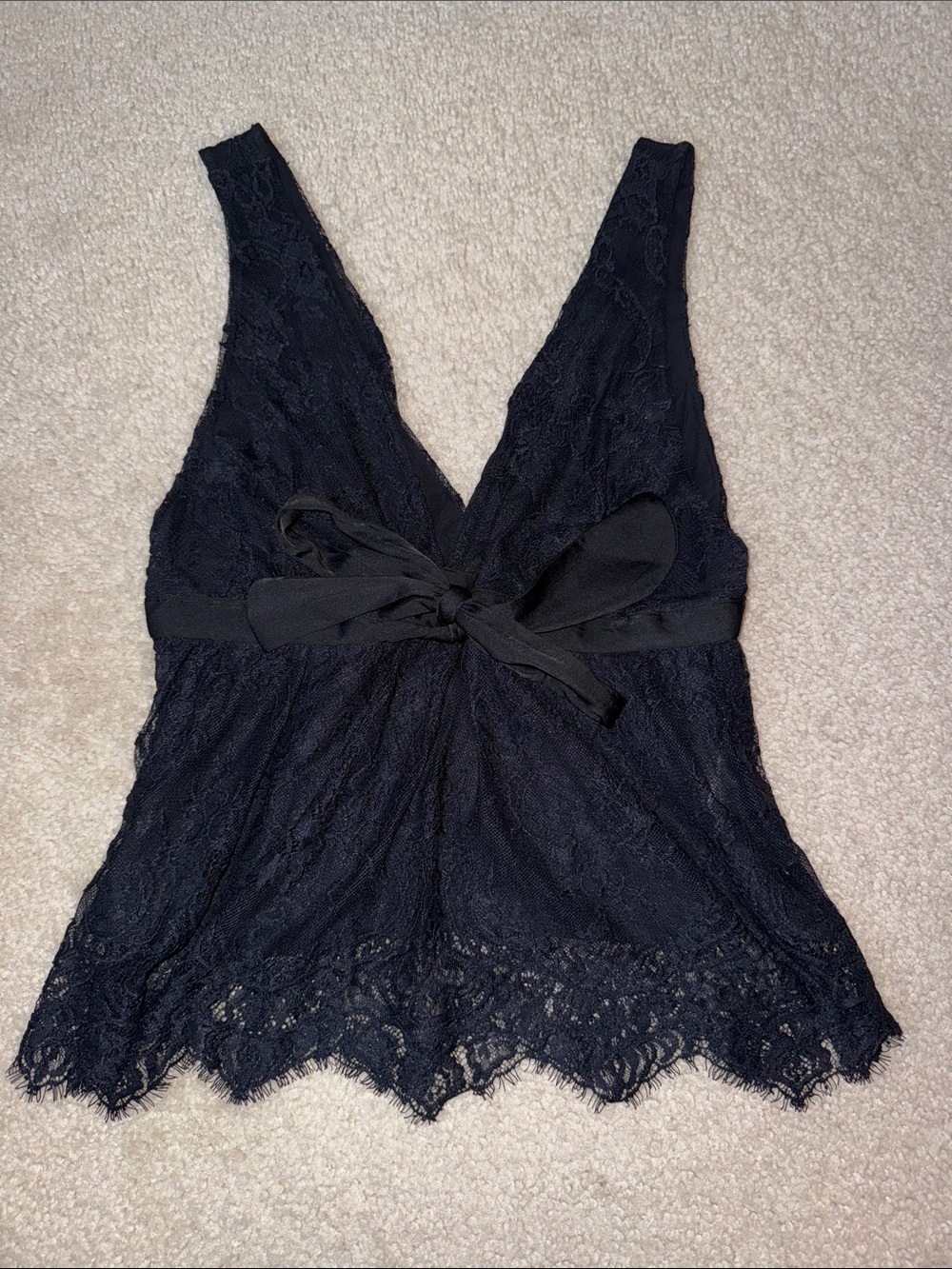 Free People Black Lace Deep V Camisole Tank